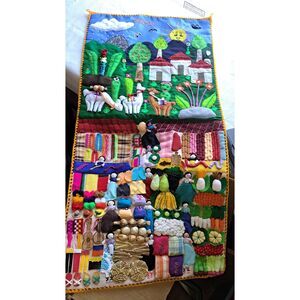Peruvian Handmade Alpaca Barn Inca Mercado Tapestry Wall Hanging